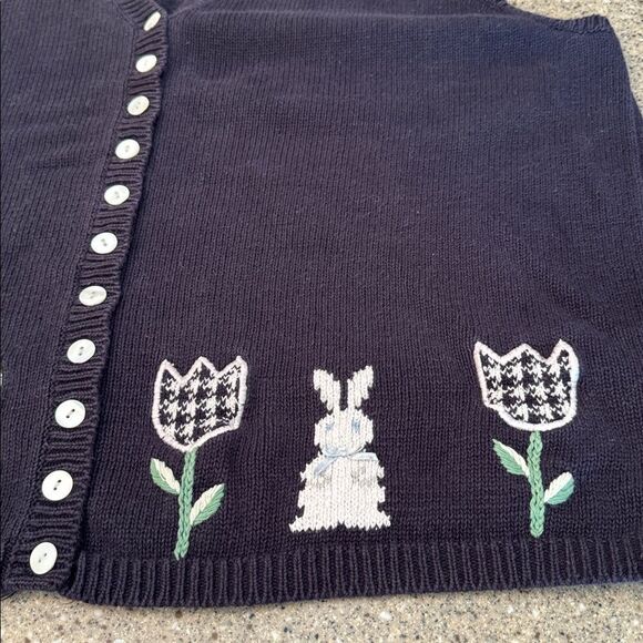 MARIA CHRISTINA Bunny & Tulip Embroidered Cottagecore Easter Sweater Vest - Picture 8 of 11
